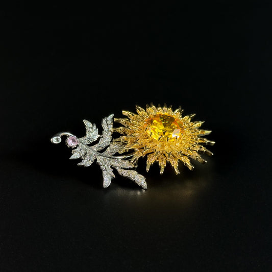 Rhinestone Sunflower Brooch