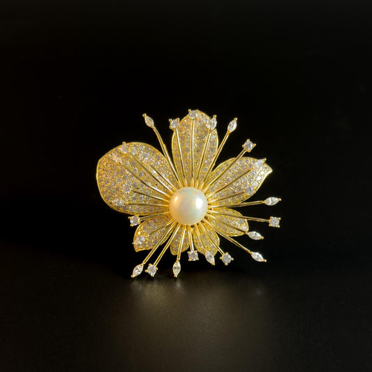 Gold Flower Brooch Pendant