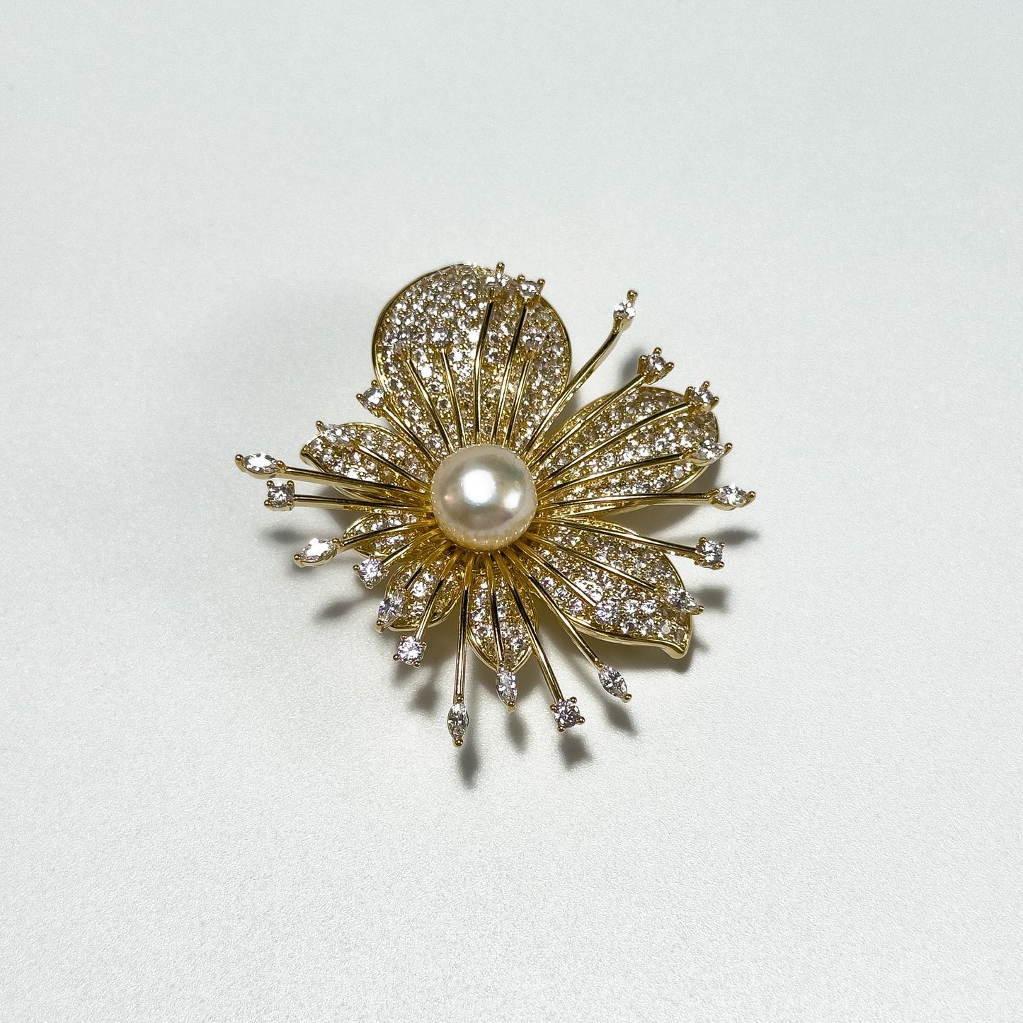 Gold Flower Brooch Pendant