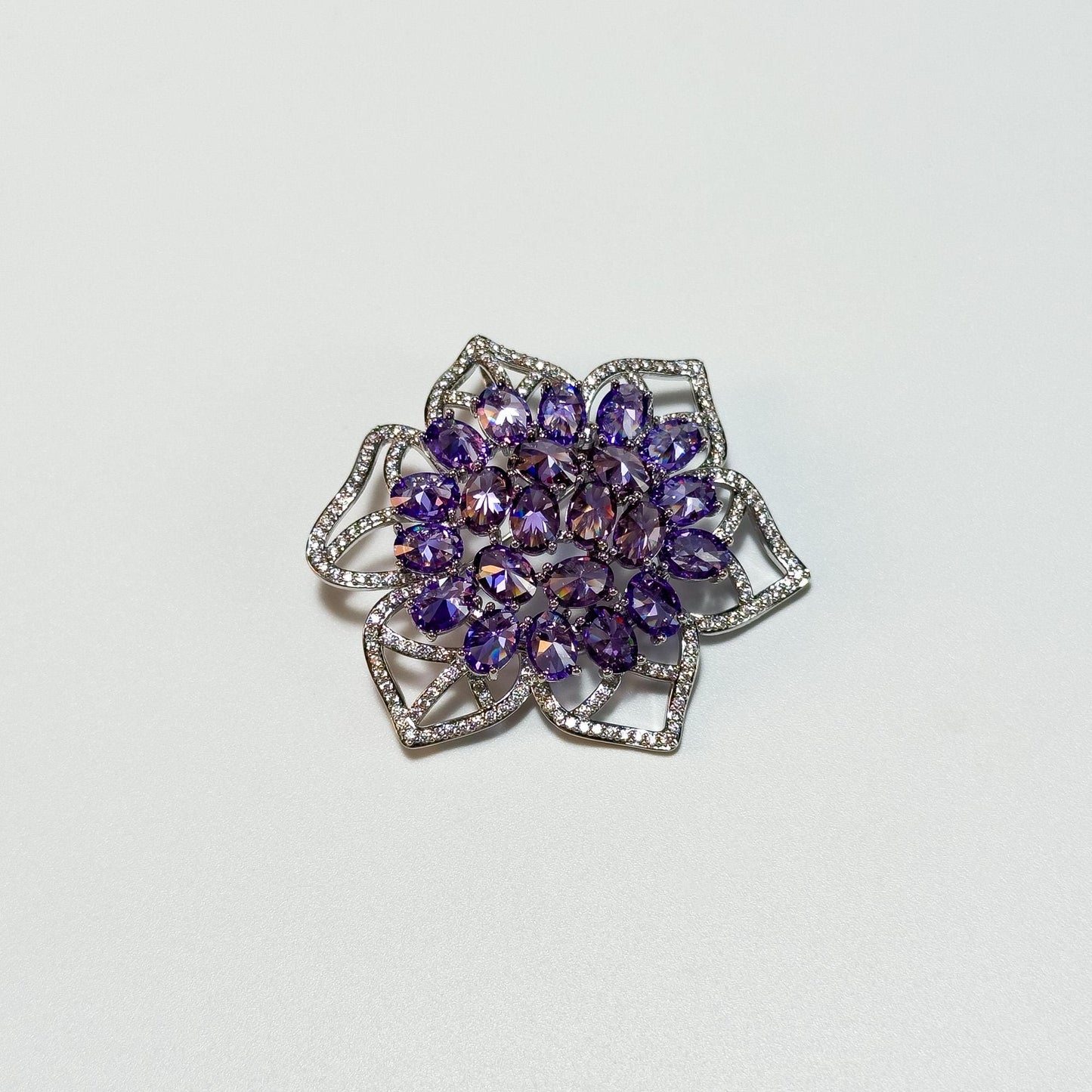 Purple Zircon Flower Brooch