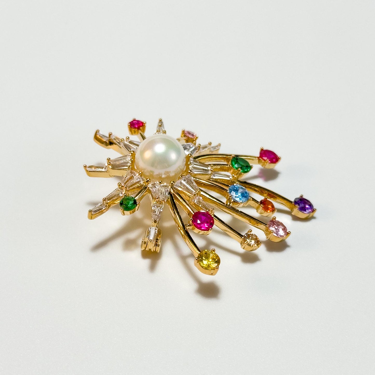 Colorful Pearl Rhinestone Brooch