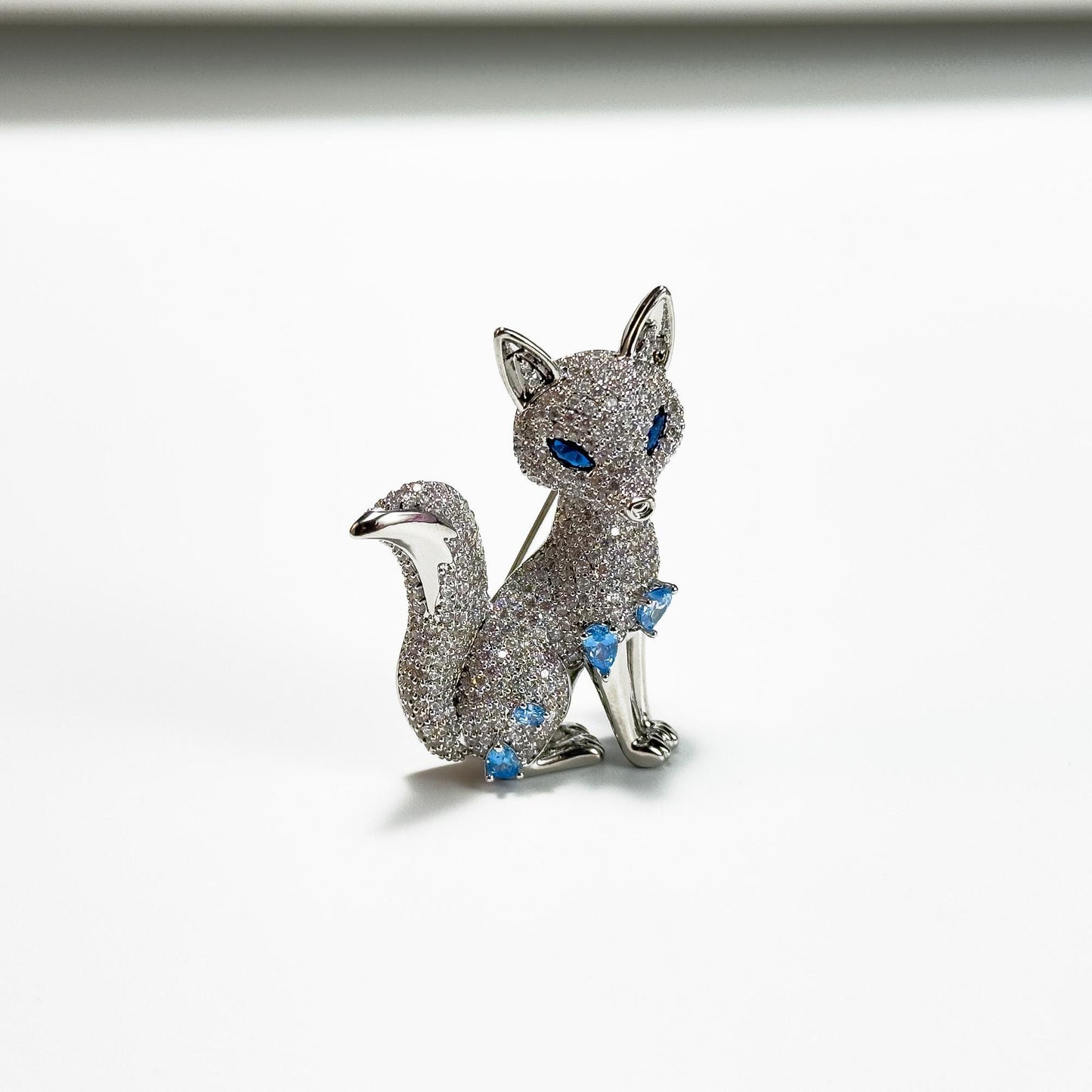 3D Zircon Fox Brooch