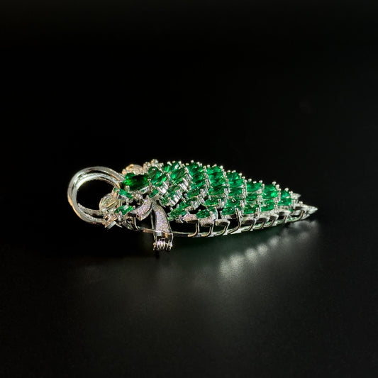 Dazzling Green Diamond Grape Brooch