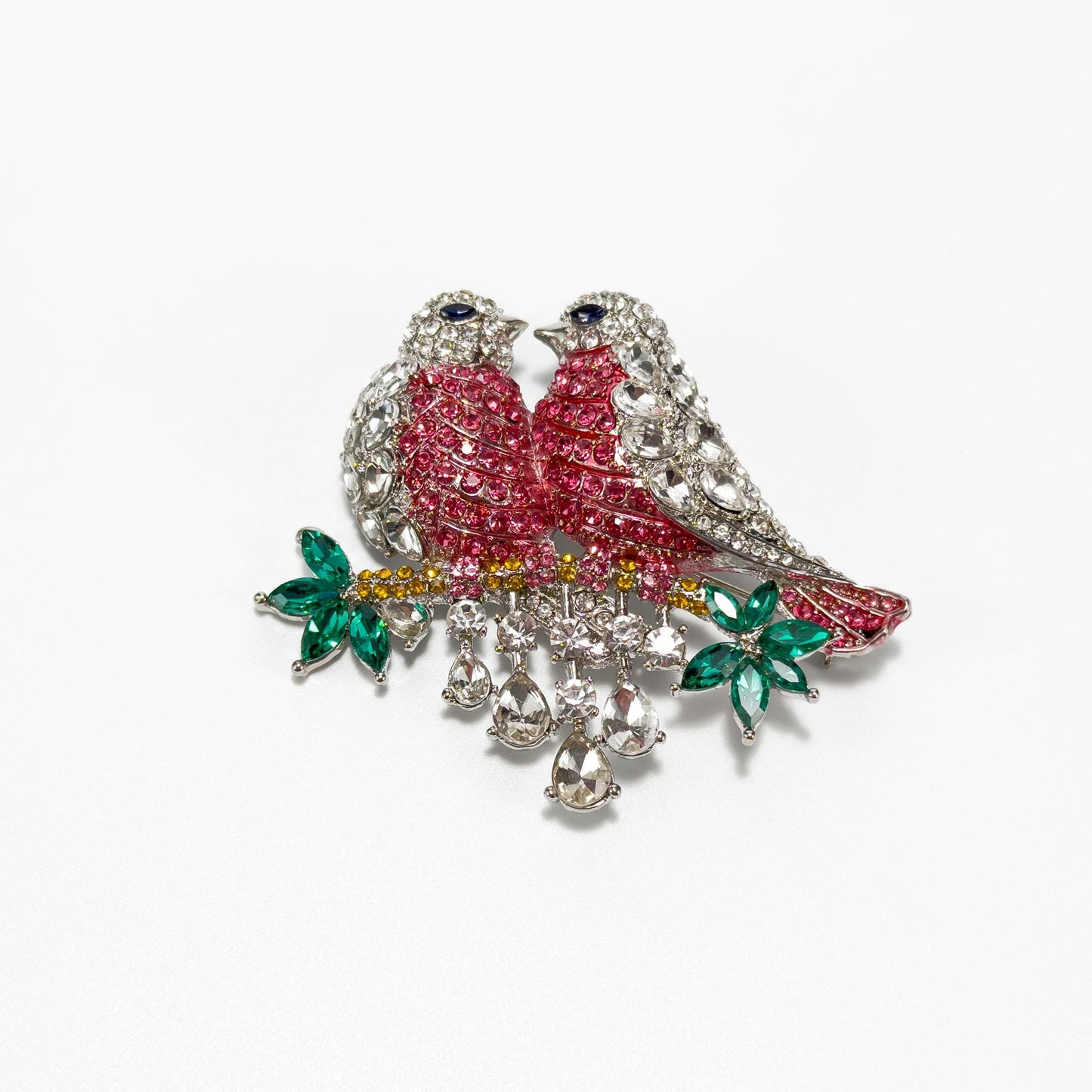 Pink Double Bird Brooch
