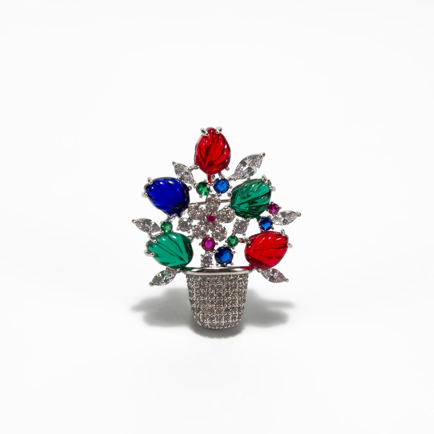 Luxury Colorful Floral Potted Plant Brooch