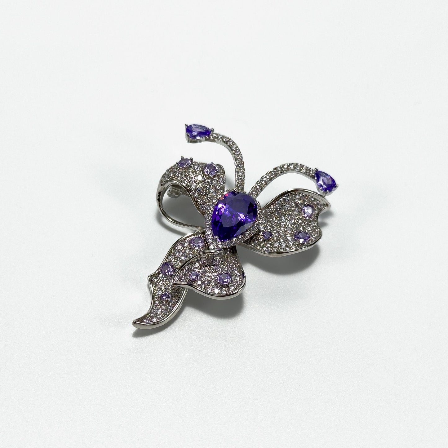Amethyst Bow Brooch