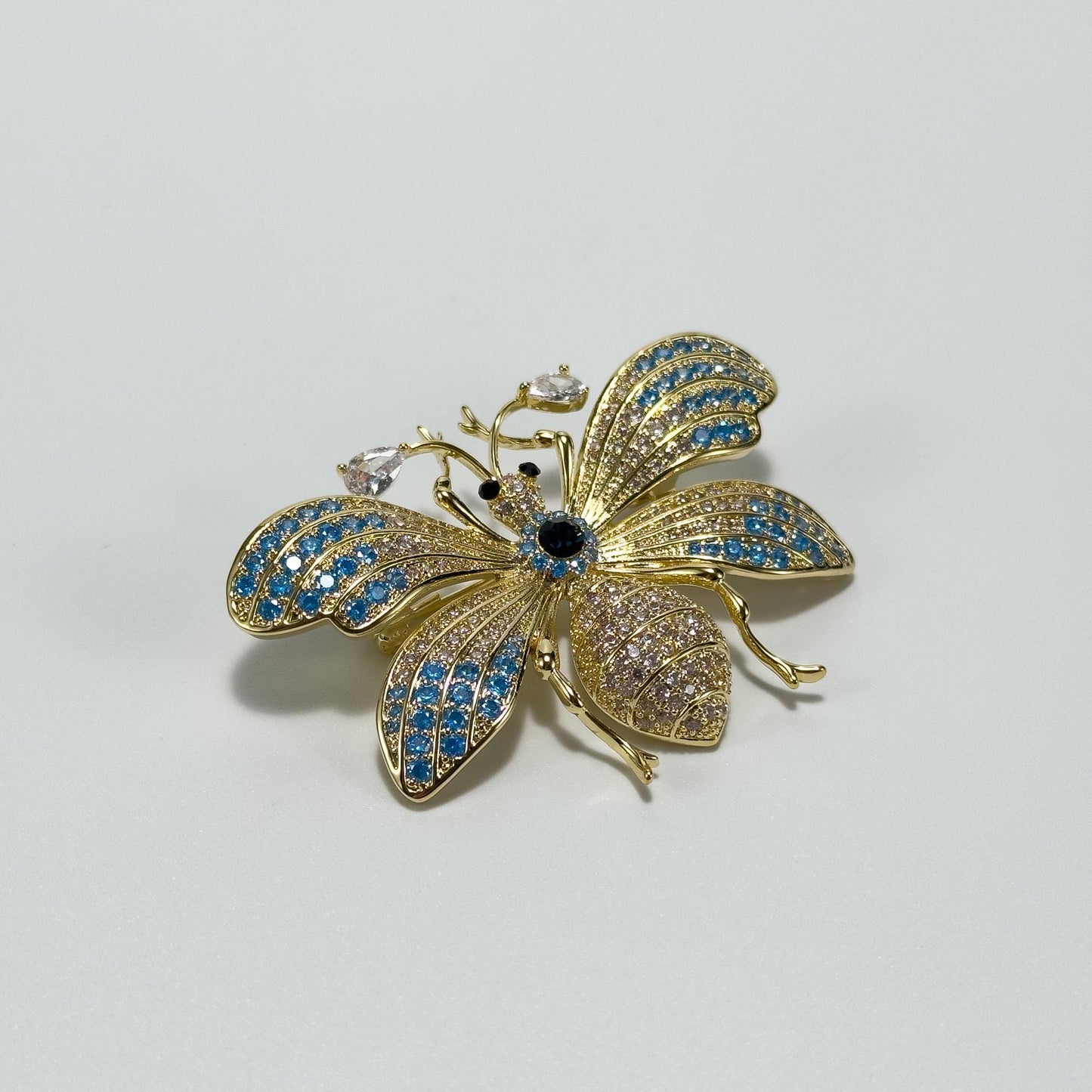 Blue and Gold Bee Brooch