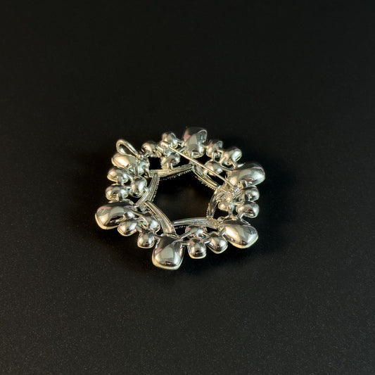 Blue Crystal Rhinestone Floral Wreath Brooch