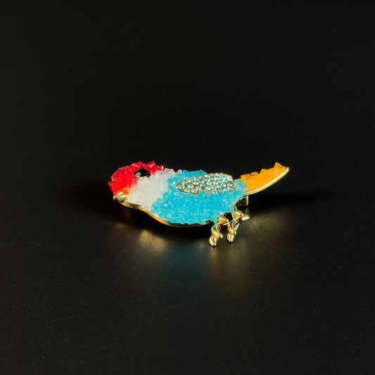 Adorable Colorful Crystal Bird Brooch