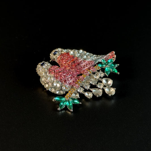 Pink Double Bird Brooch