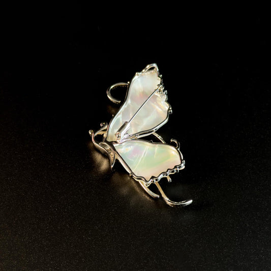 White Mother-of-Pearl Butterfly Brooch