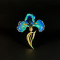 Blue Enameled Iris Brooch