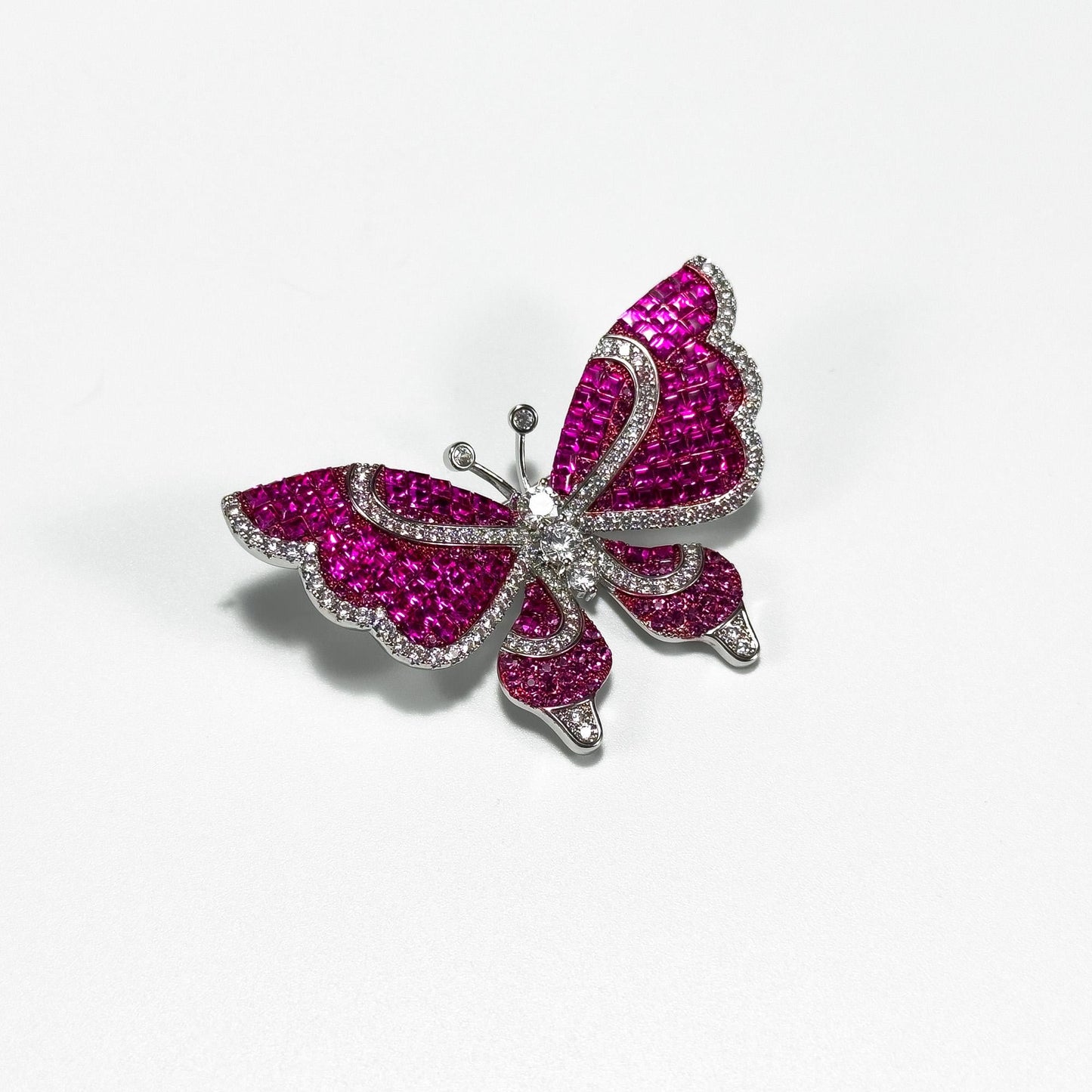 Rose-Pink Butterfly-Shaped Brooch