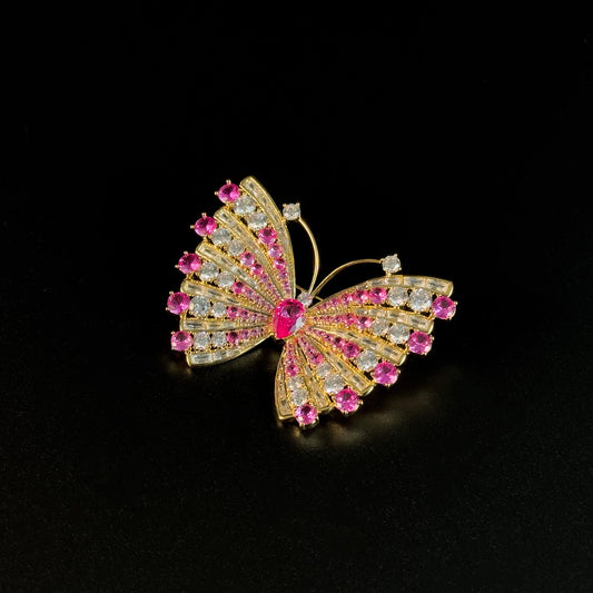 Rose Pink Zircon Butterfly Brooch