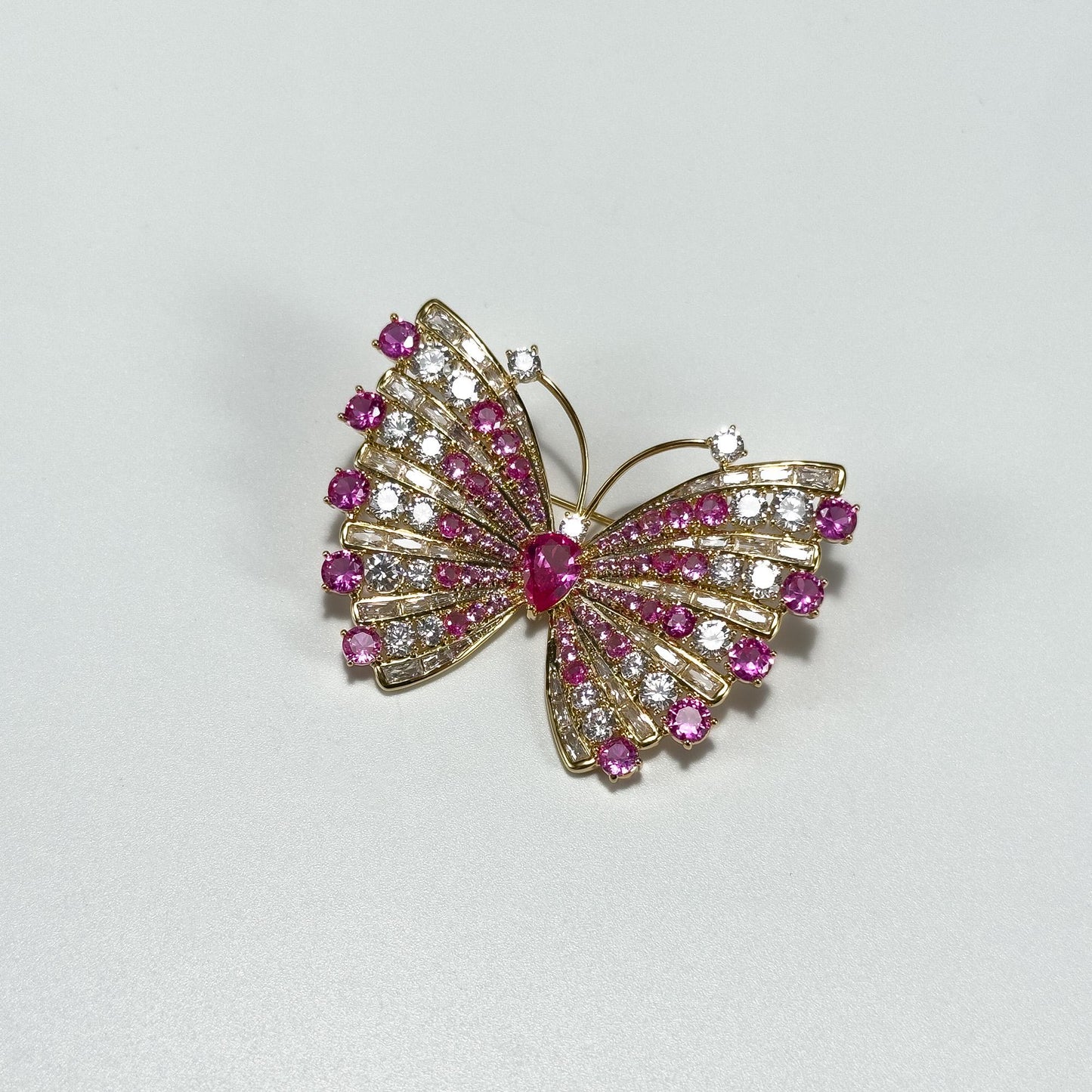Rose Pink Zircon Butterfly Brooch