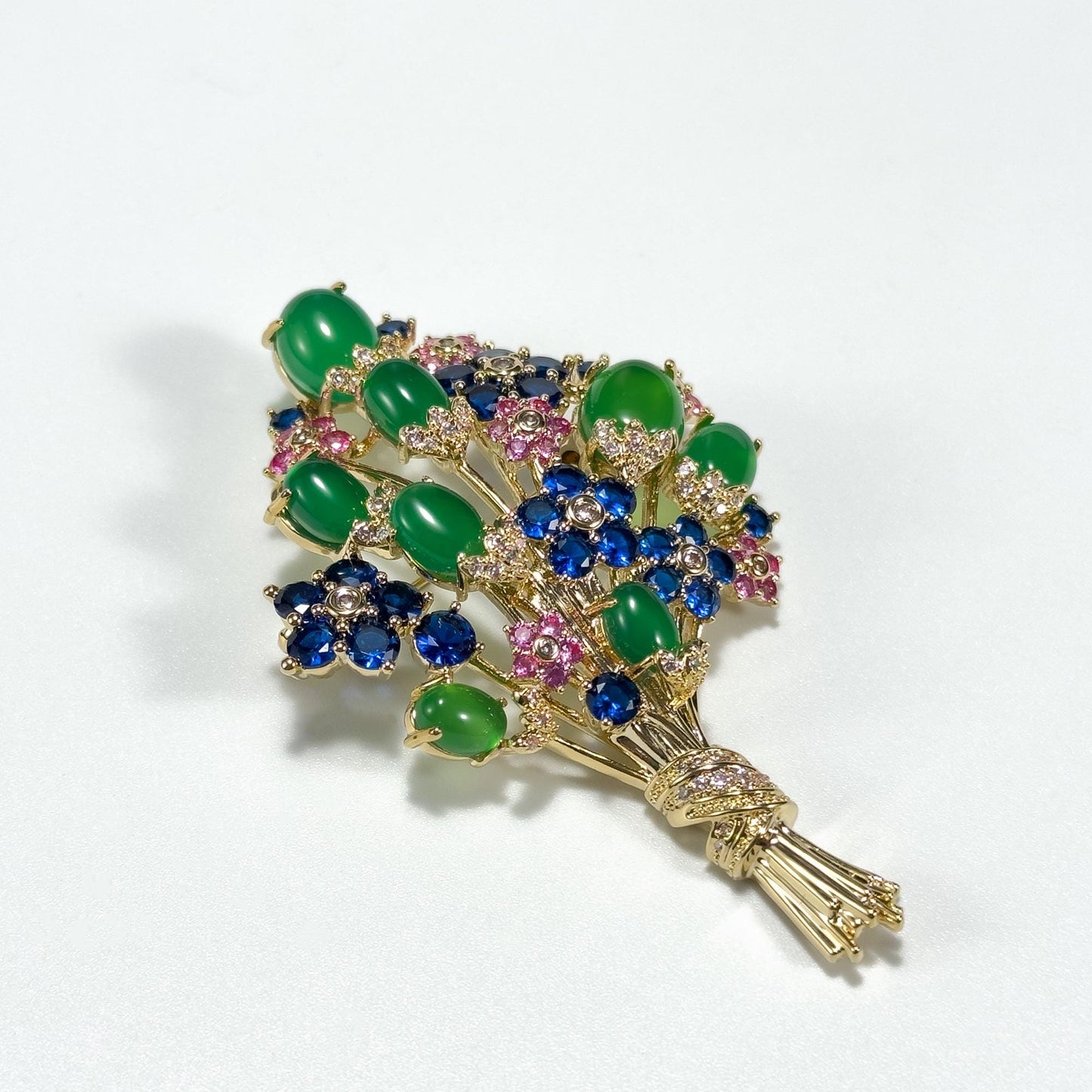 Green Glass Bouquet Brooch