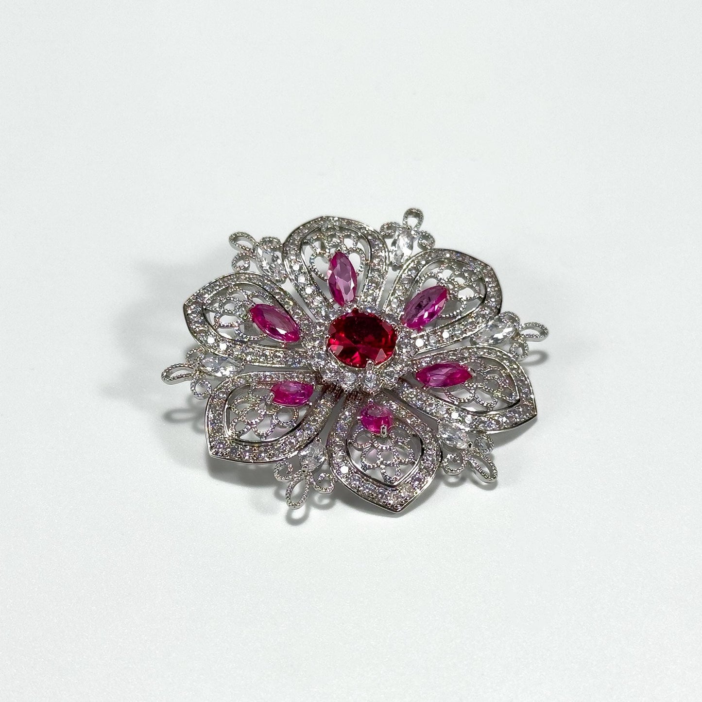 Ruby Flower Brooch