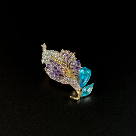 Amethyst Leaf Brooch