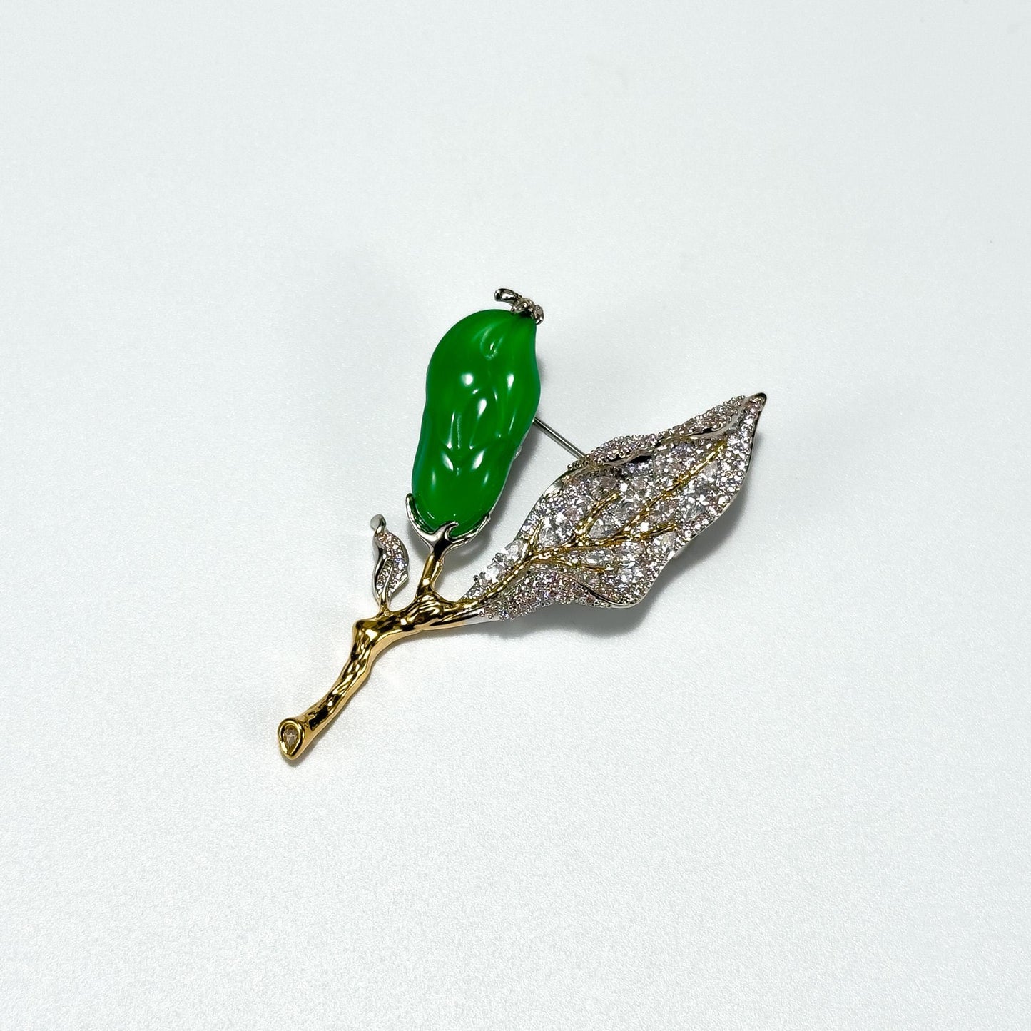 Emerald Leaf Brooch