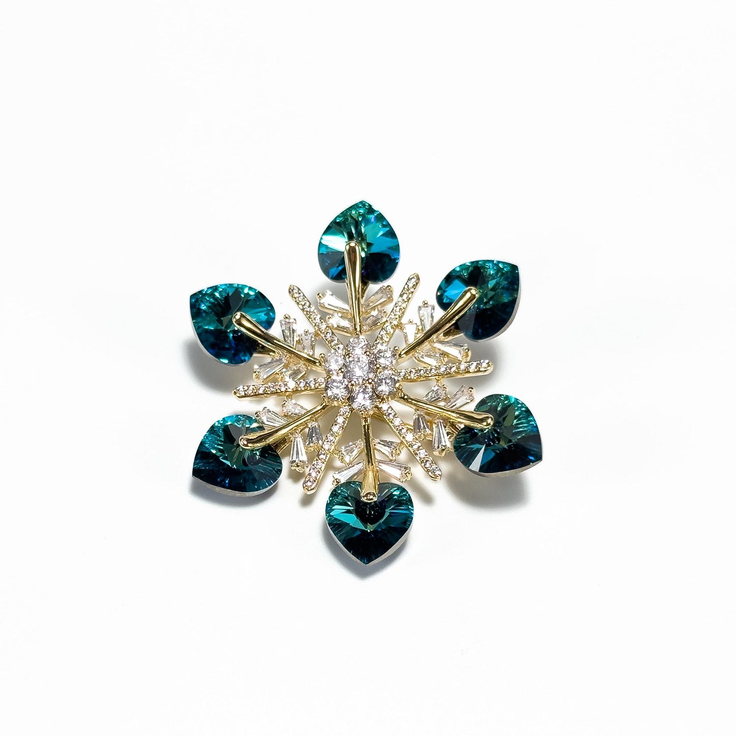 Blue Crystal Snowflake Brooch