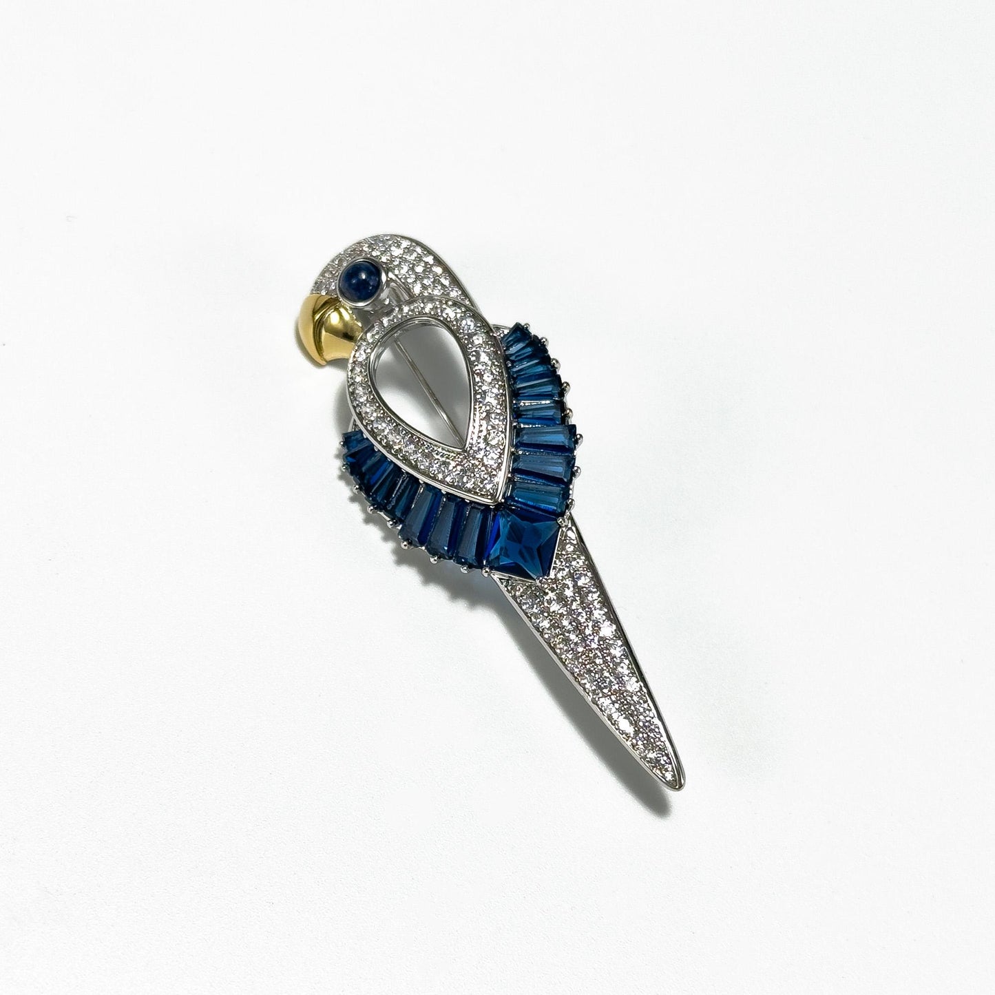 Blue Zircon Parrot Brooch