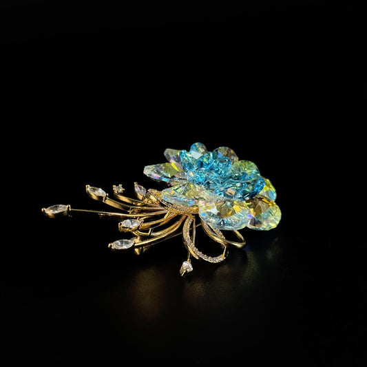 Austrian Crystal Camellia Brooch