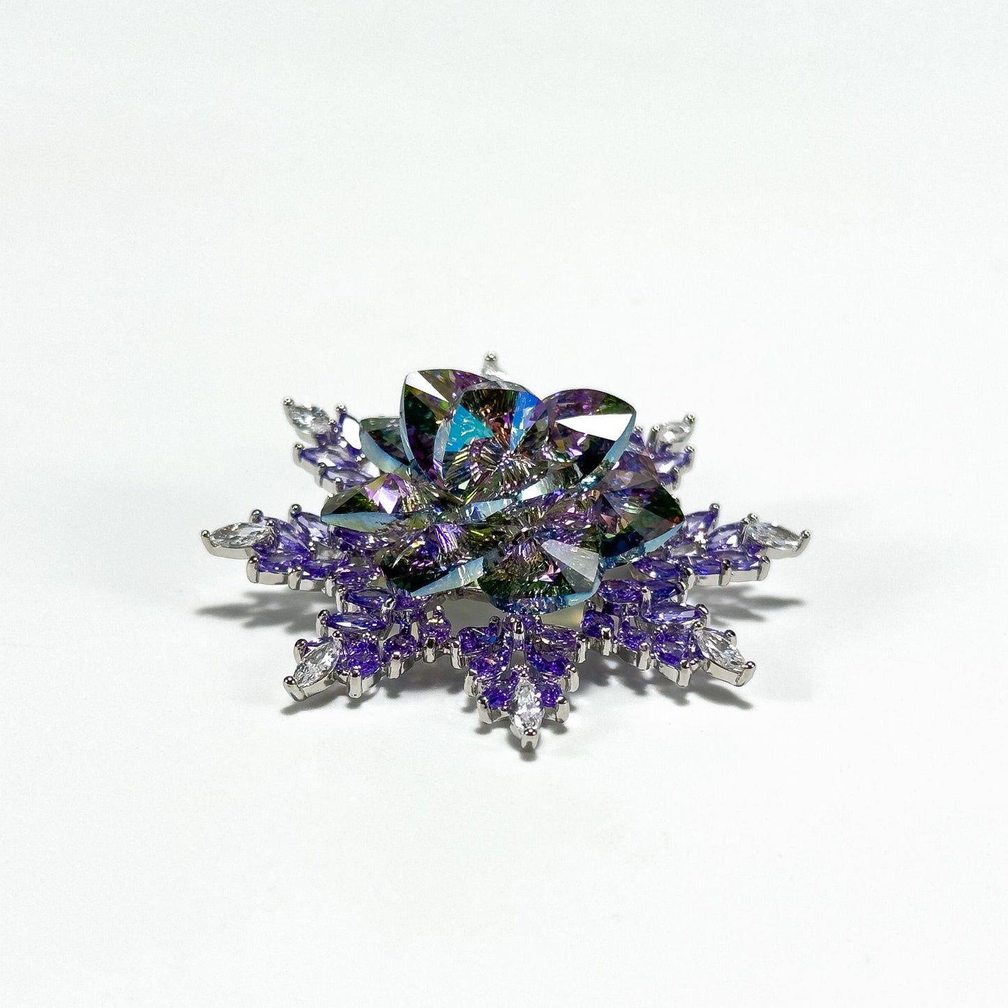 Austrian Purple Crystal Snowflake Brooch