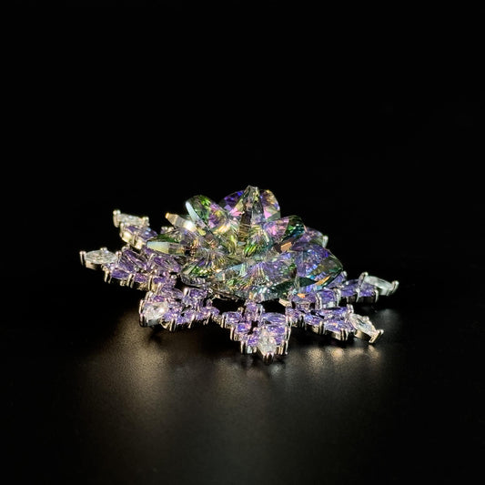Austrian Purple Crystal Snowflake Brooch