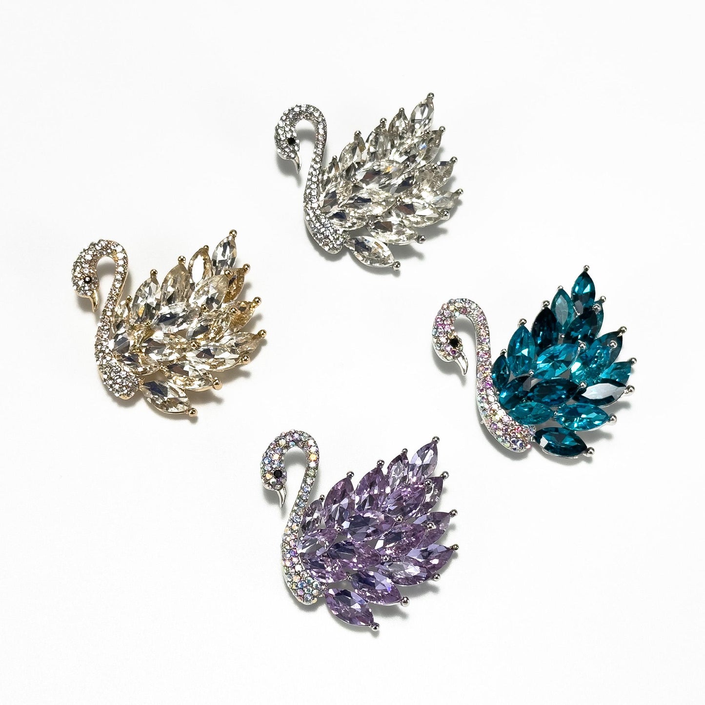 Sparkling Zircon Swan Brooch