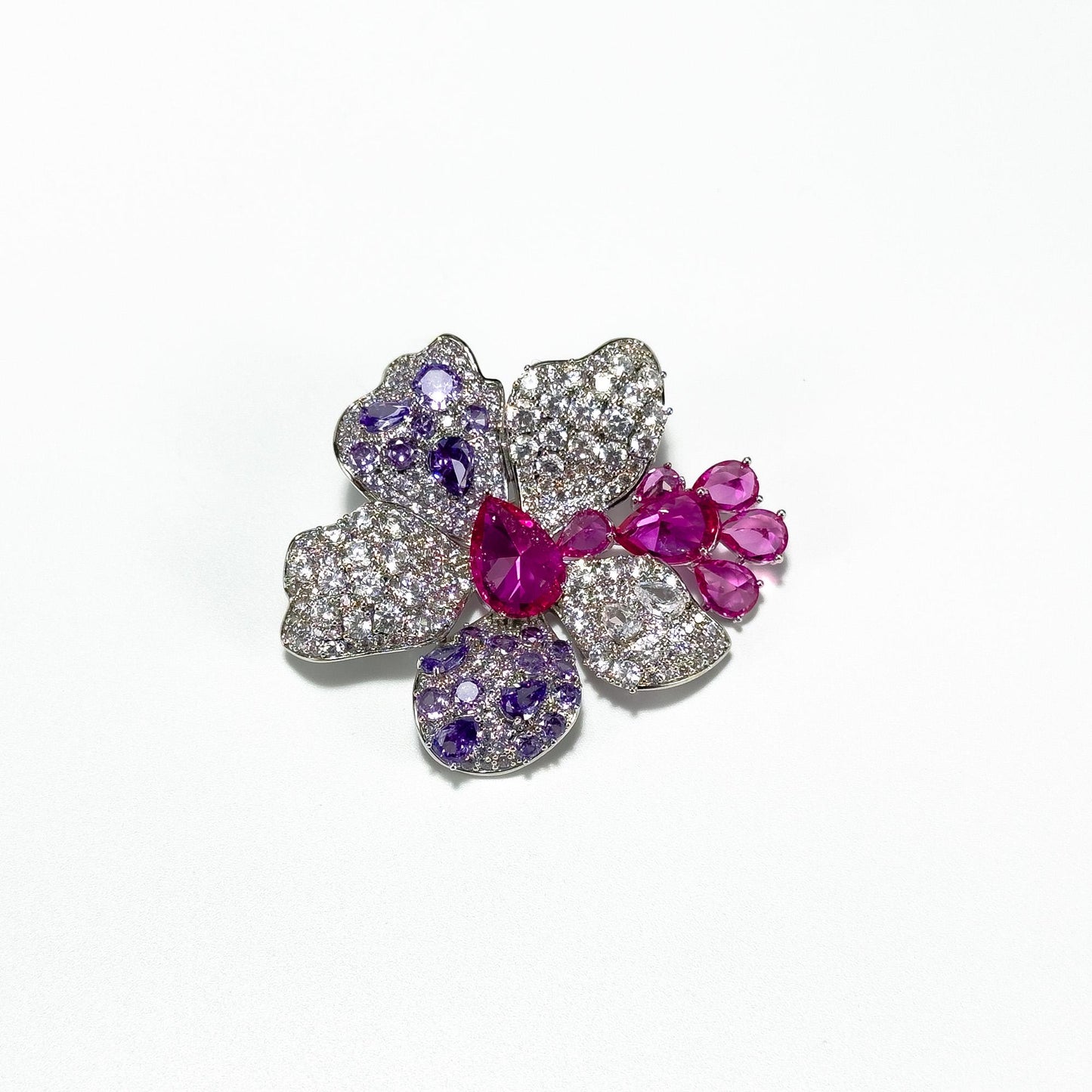 Pink Gemstone Flower Brooch