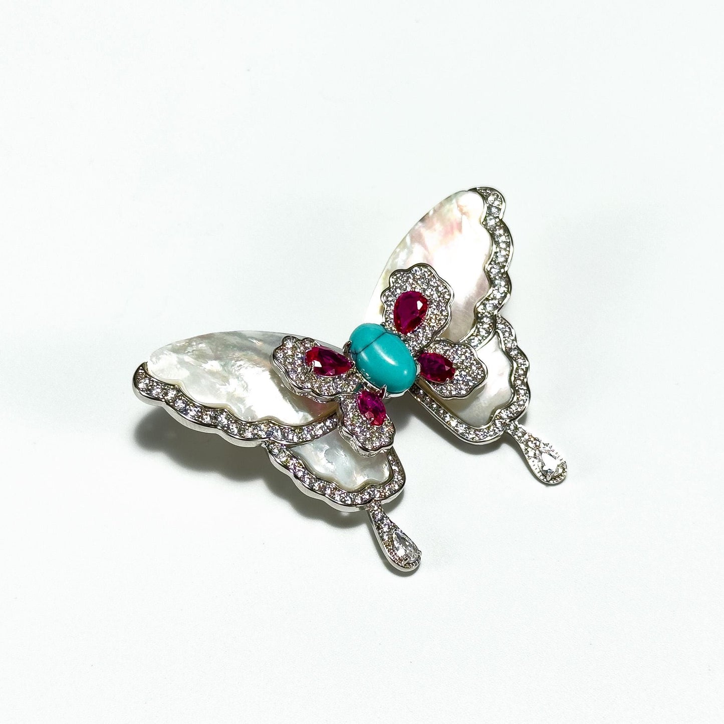 Turquoise and Mother-of-Pearl Butterfly Brooch