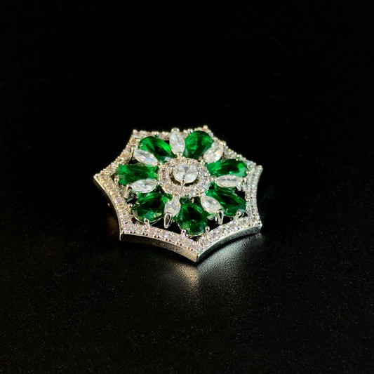 Emerald Snowflake Brooch