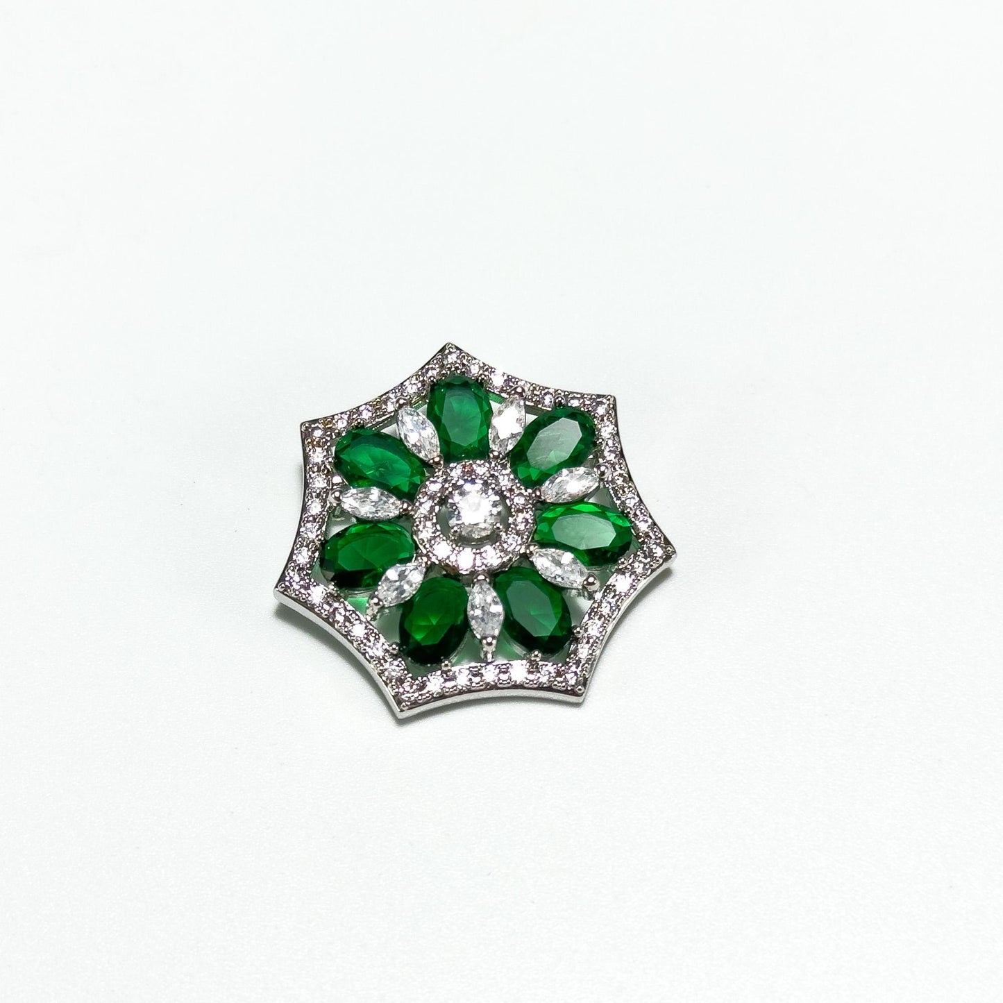 Emerald Snowflake Brooch