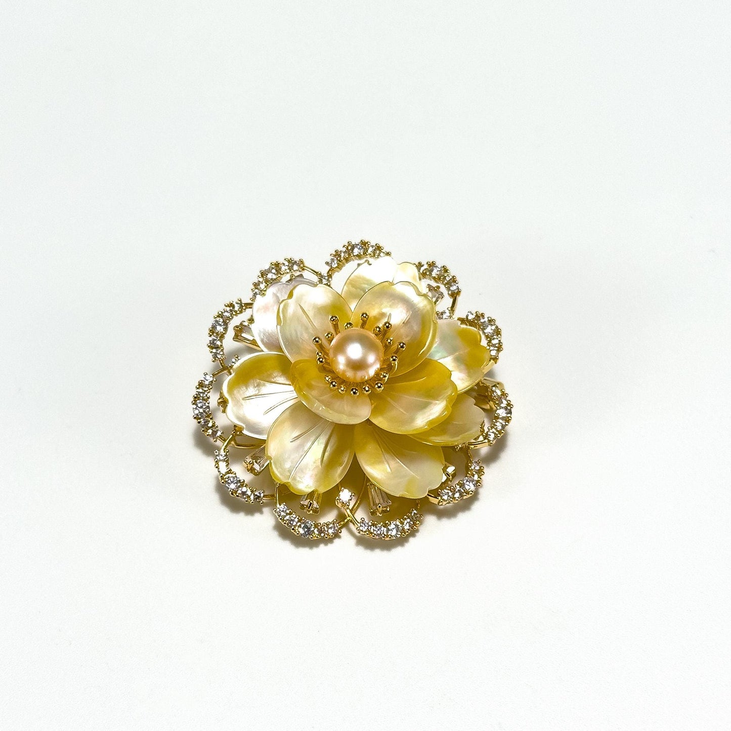Gold Seashell Flower Brooch