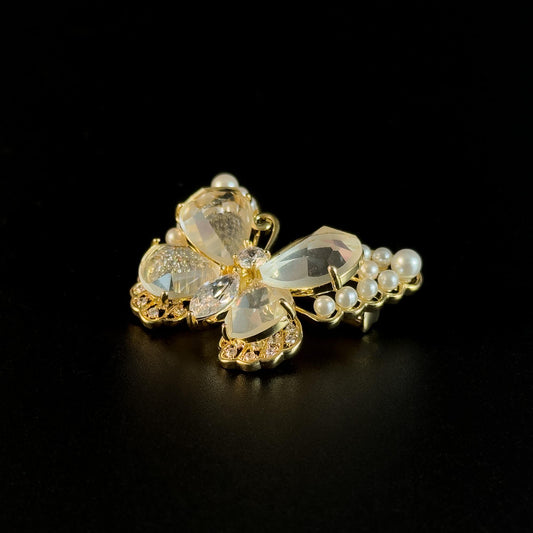 Butterfly-Shaped Pearl Brooch