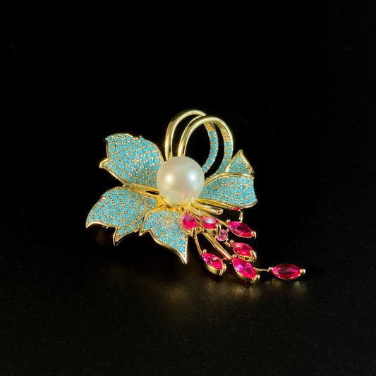 Blue Star Flower Brooch