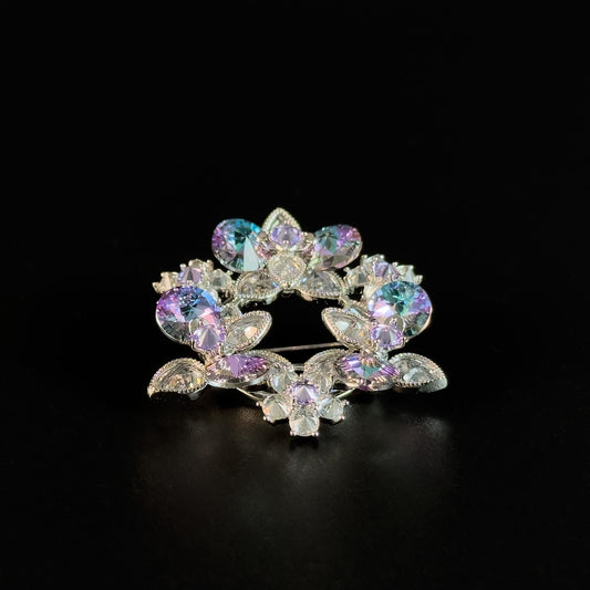 Purple Floral Wreath Brooch
