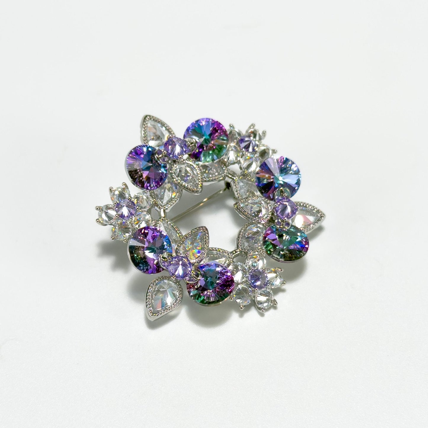 Purple Floral Wreath Brooch