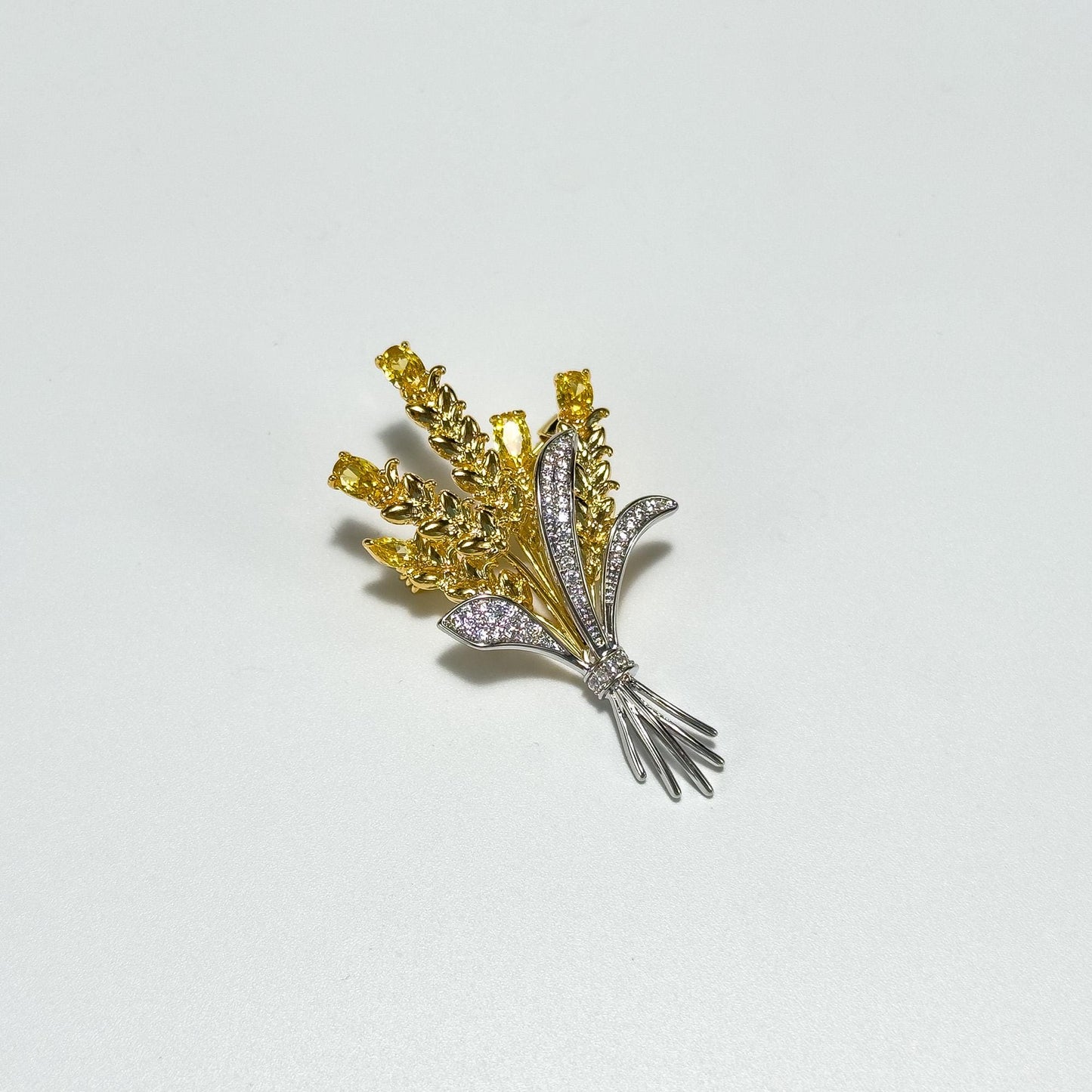 Golden Wheat Bouquet Brooch