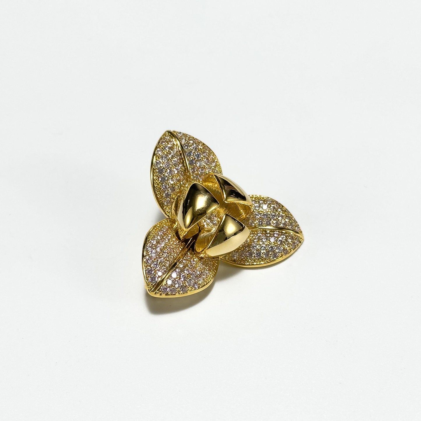 Gold Clover Brooch