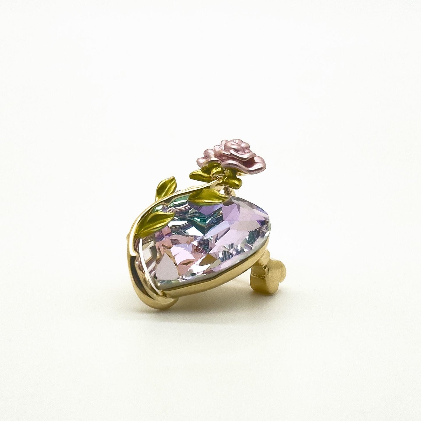Pink Rose Heart Zircon Brooch