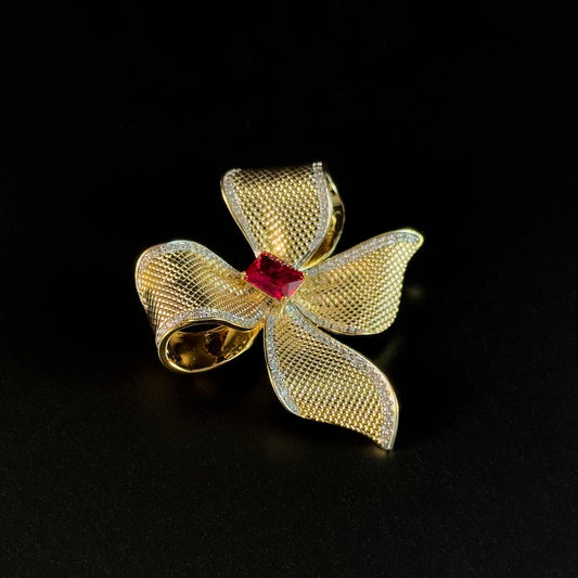 Heavy-Duty Gold Bow Brooch