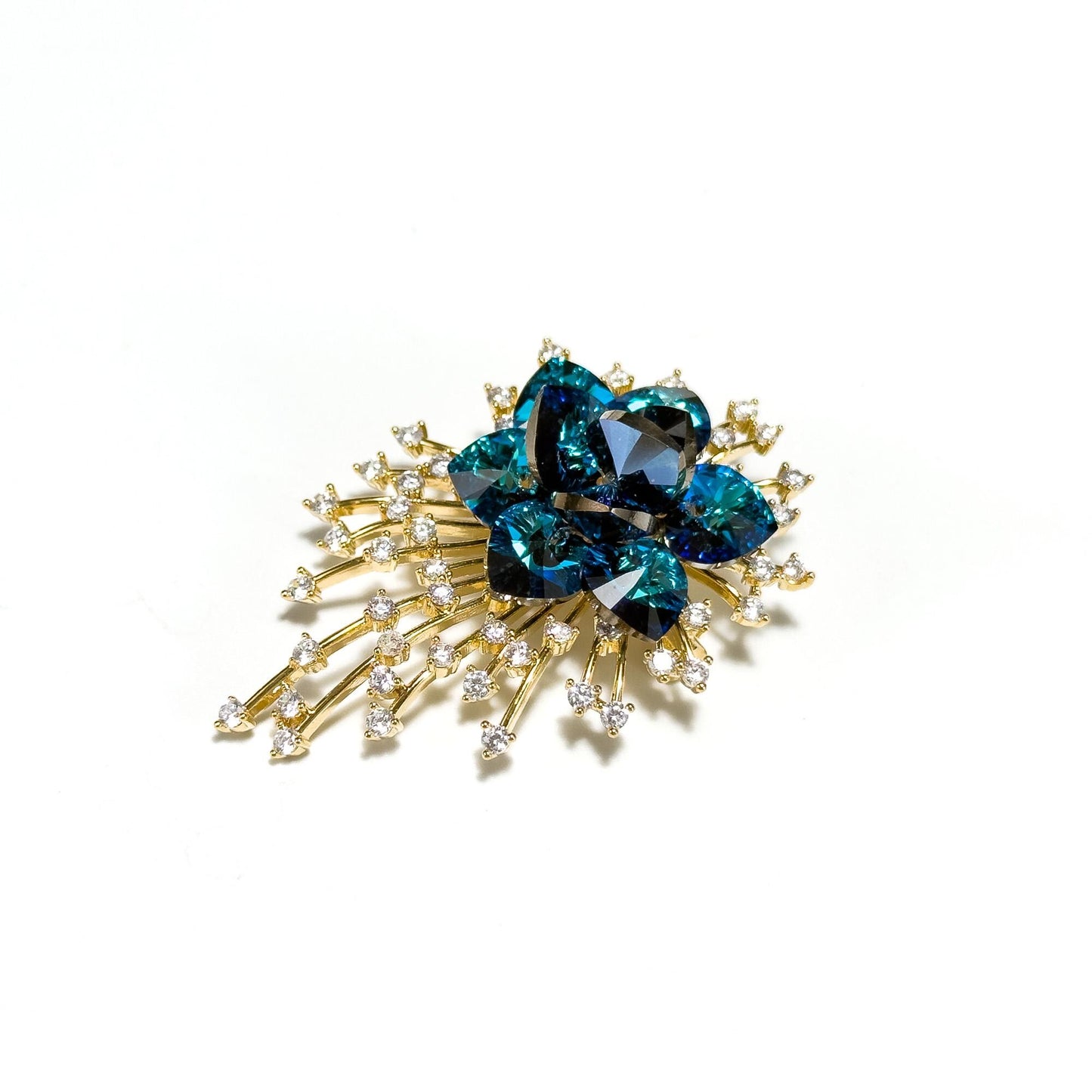 Blue Crystal Firework Brooch
