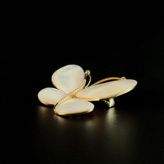 White Seashell Butterfly Brooch