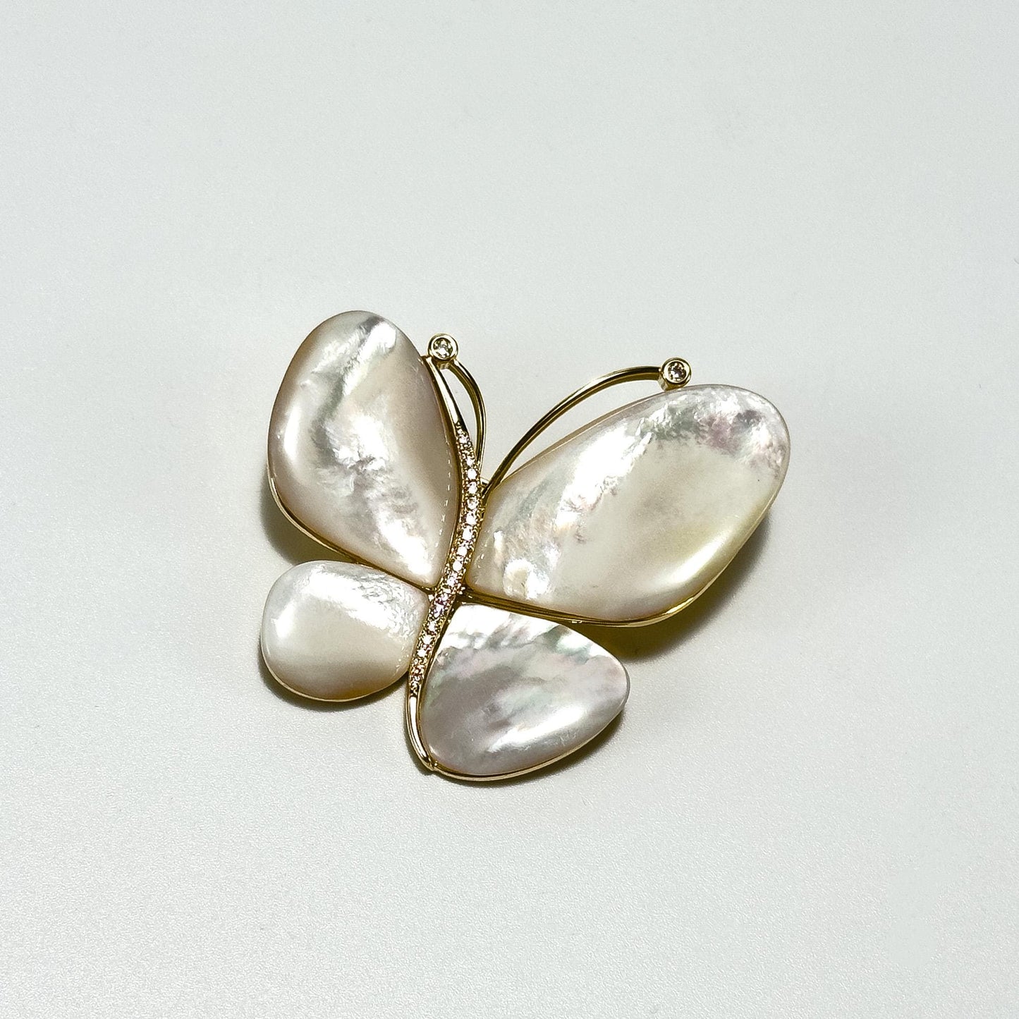 White Seashell Butterfly Brooch