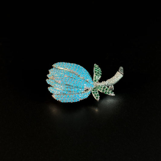 Blue Tulip-Shaped Brooch