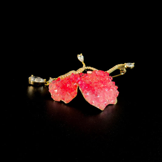 Pink Rhinestone Butterfly Brooch