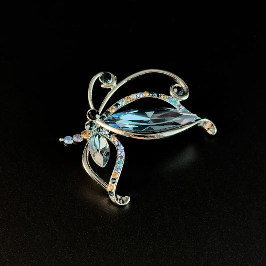 Blue Zircon Butterfly Brooch