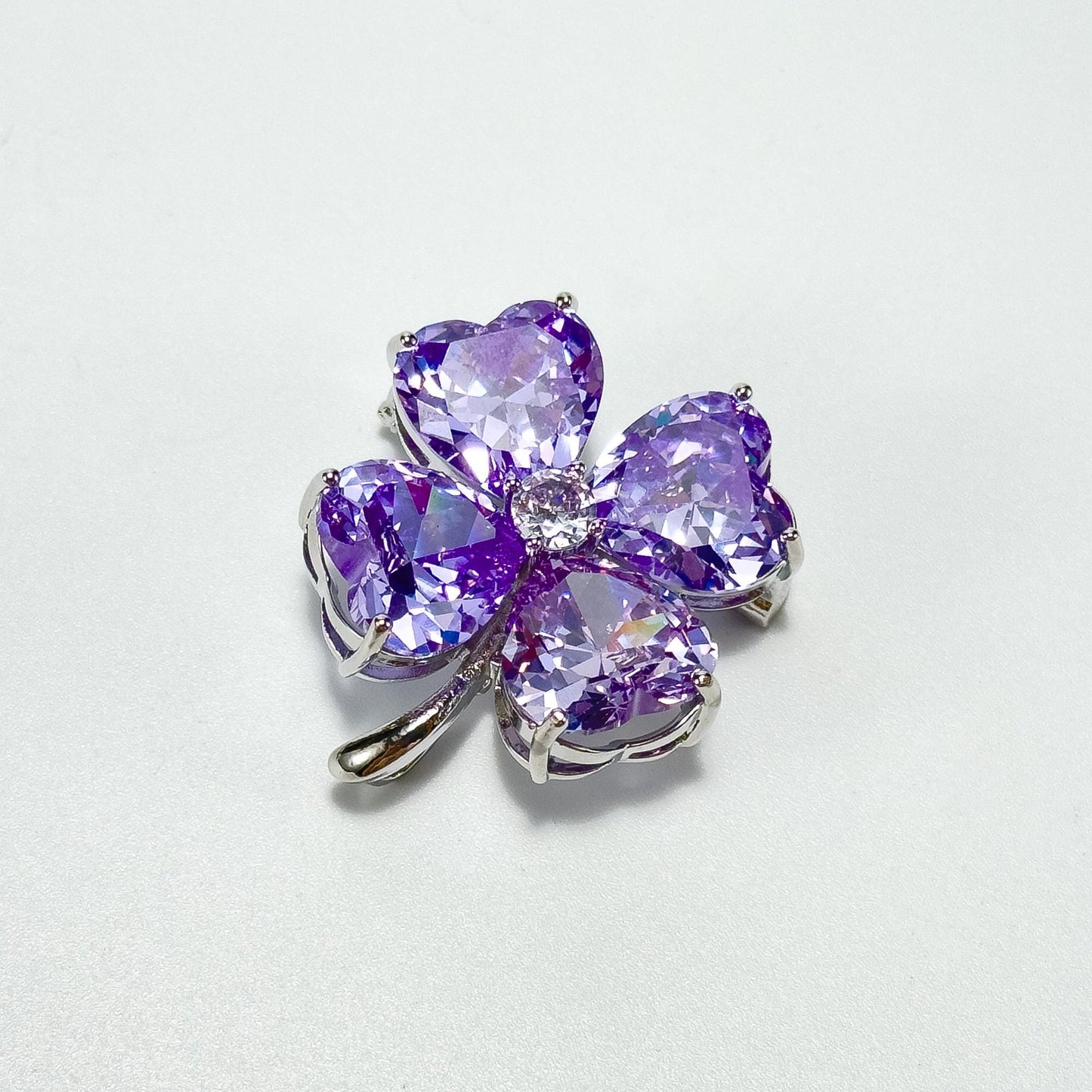 Purple lucky four-leaf clover
