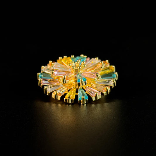 Luxury Colored Zircon Sunflower Brooch